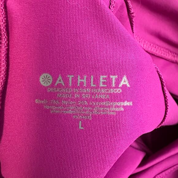 Athleta Purple Athletic Mock Neck Zip Up Back Long Sleeve Shirt Large Workout - Picture 9 of 9